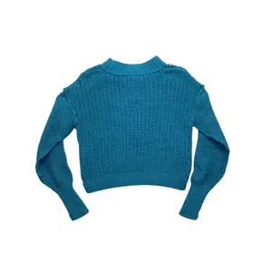 Free People Blue Cable Knit Cropped Sweater Size S‎ thumbnail 8
