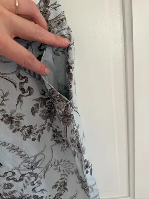 Etcetera Size 2 Blue Brown Toile Bird Floral 100% Linen Straight y2k Pants thumbnail 3
