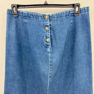 Eddie Bauer Vintage Y2K 90s Denim Jean Skirt Midi Straight Cotton Cottagecore 16 thumbnail 3