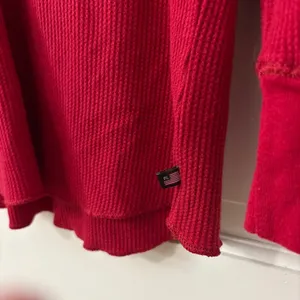 Polo Jeans Co Ralph Lauren Waffle Thermal Henley Top Womens L Preppy Layers Red thumbnail 6