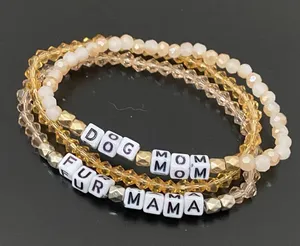 Handmade Dog Mom Fur Mama Beaded Stretchy Bracelet One Size thumbnail 2