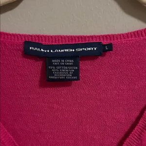 Ralph Lauren Sport Vibrant Pink Knit V Neck Sweater thumbnail 2