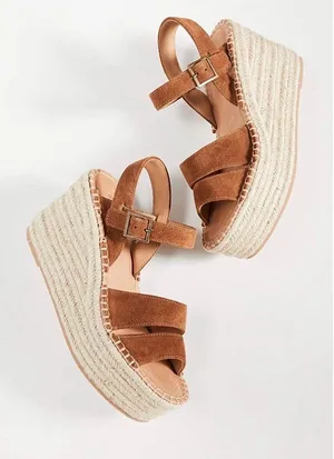 Soludos Womens Como Platform Wedge Sandals Brown suede size 6 preowned thumbnail 1