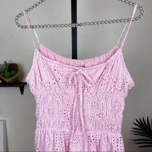 Charlie Holiday Anne Pink Eyelet Cotton Smocked Broderie Maxi Sundress thumbnail 9