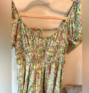 Altar’d State Green Floral Cutout Romper Lined XS NWOT thumbnail 4