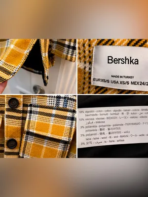 Bershka Mustard Plaid Oversized Overshirt Jacket XS/S thumbnail 5