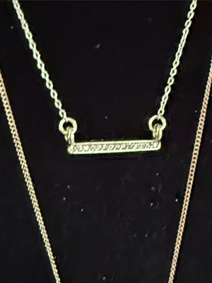 Vintage two tone double strand rhinestone bar and pendant necklace thumbnail 3