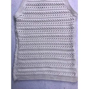 Banana Republic Organic Cotton Sweater Tank Womens‎ Small Cream Crochet Knit thumbnail 9