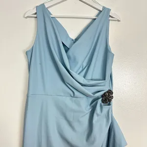 ALEX EVENINGS Embellished Side Drape Column Formal Gown in Ice Sage Size US 14 thumbnail 7