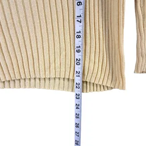 Vintage Y2K Express Ribbed Knit Sweater L Butter Yellow Fitted Stretch Mallcore thumbnail 7