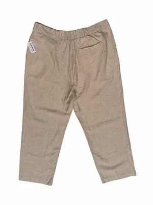 NWT Linen Blend Extra High Rise Wide Leg Trousers Pleated Beige Neutral Size L thumbnail 3