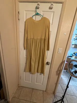 Bedford Fair Vintage Yellow Long Sleeve Ribbed Knit Bodice Maxi Dress thumbnail 6