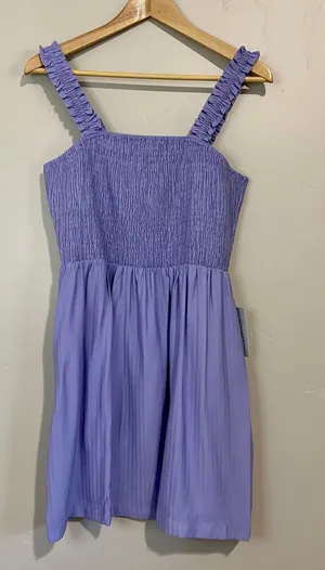 Nsr Women’s Julia Woven Smocked Ruffle Tank Dress Lavender Size Medium NWT thumbnail 1