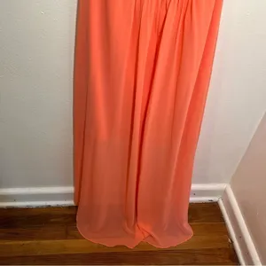 David's Bridal Womens Sz 8 Strapless High Low Dress with Front Detail Coral Reef thumbnail 9