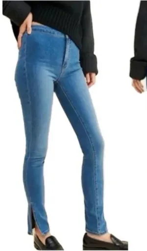 Free People We The Free Riley Skinny Jeans Women's 25‎ Dark Wash Split Hem Mid thumbnail 1