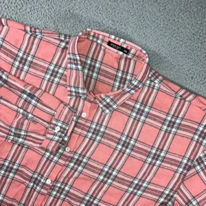 Plaid‎ Button Up Shirt Women 3XL Pink Plaid L/S Casual Western Pastel Layering thumbnail 2