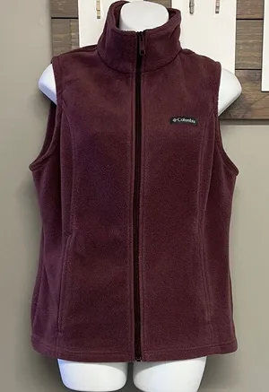 Columbia Mauve Sleeveless Mock Neck Zip-Up Pockets Fleece Vest Medium thumbnail 1