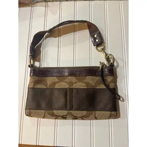 Coach Vintage Demi Bag Brown Striped Signature Canvas Y2K Shoulder Purse 10072 thumbnail 2