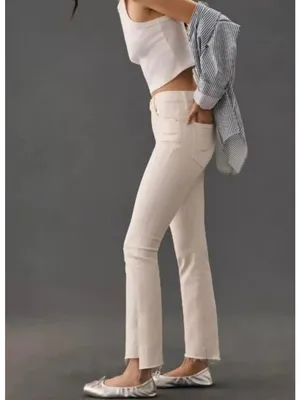 Mother The Insider Crop Step Fray Cream Puffs Jeans Size 29 thumbnail 3