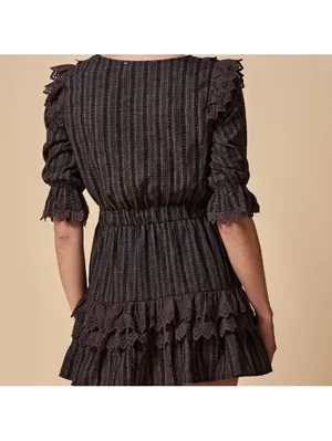 The Shirt by Rochelle Behrens The Nicky Ruffle Dress Black Eyelet Women’s Large thumbnail 15