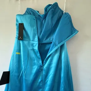 Lulus Turquoise Blue Satin Strapless Ruched Maxi Dress HD2848 Prom Gown thumbnail 12