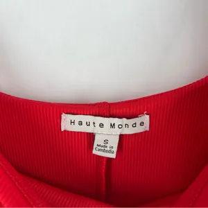 Haute Monde Red Stretch Ribbed Jersey Knit Side Slit Bodycon‎ Scoop Maxi Dress S thumbnail 7