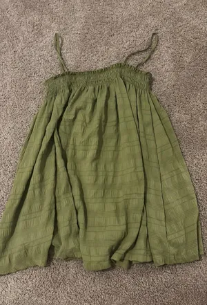 olive green short dress thumbnail 1