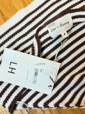 NWT Free people Love+ Harmony Striped Knit Halter Crop Top - Brown & White thumbnail 8