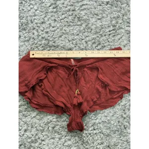 Forever 21 Shorts Women’s Ruffle Tiered Smocked Waist Hot Pants rust brown Approx Size S thumbnail 6