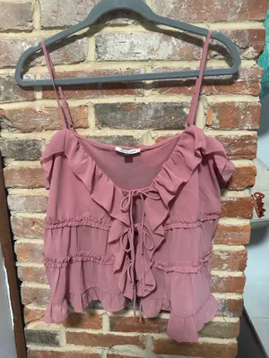 American Eagle Pink Tie Front Tank thumbnail 1