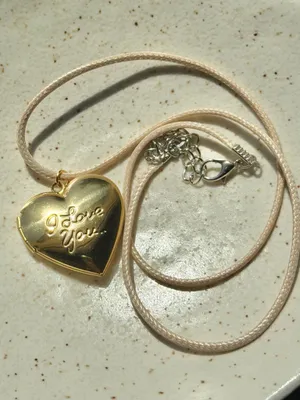 Handmade “I love you” gold tone stainless steel heart locket charm necklace 🍃🩵 thumbnail 4