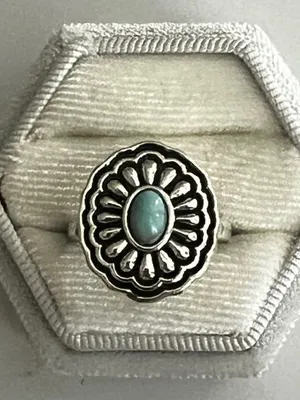 Boho/Vintage Distressed Design Faux Turquoise Ring Size 6 NWT thumbnail 1