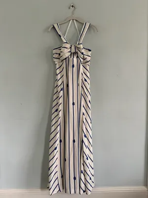 NWT‎ Antonio Melani Nicki Linen Blend Rope Print Halter Nautical Maxi Dress thumbnail 4
