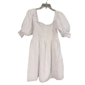 Hill House Home Athena Nap Dress White Swiss Dot Smocked Puff Sleeve‎ Mini Small thumbnail 4