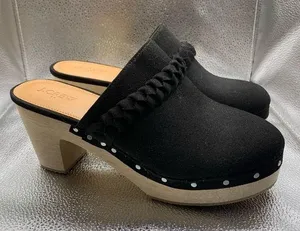 J.Crew Women's Sueded Vegan Leather Clogs Black With Silver Stud Detail 9.5 F7 thumbnail 1