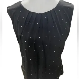 Calvin Klein Black Silver Studded Sleeveless Keyhole Back Tank Top Size Small thumbnail 3