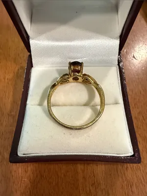 Vintage Victorian-Inspired 14K HGE Ring with Deep Garnet Oval Stone 8 3/4 thumbnail 6
