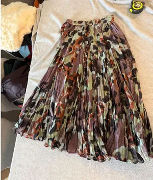 Dimri Abstract Print Pleated Maxi Skirt Womens Size M Elastic Waist Boho Gauze thumbnail 1