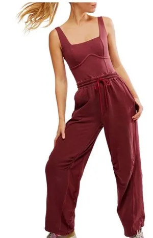 Free People Inbound Onesie crimson red size large NWT thumbnail 1