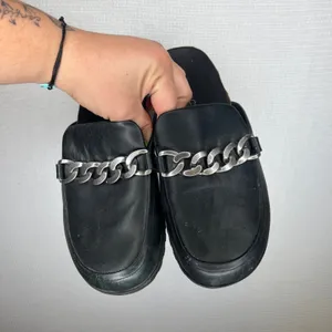 Vionic Georgie Black Leather Chain Mule Loafer Shoes Womens 9.5 Lug Sole AD47 thumbnail 2