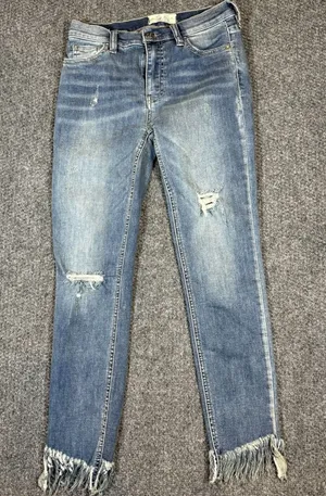 We The‎ Free Frayed Raw Hem Skinny Jeans Size 25 Distressed High Rise Light Wash thumbnail 1