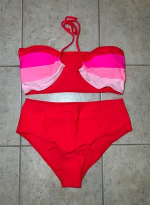 SheIn Neon pink bikini thumbnail 1