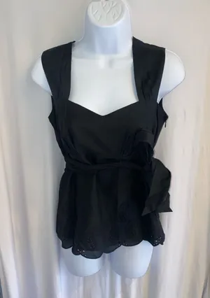 🎉2XHP🎉 Ann Taylor LOFT Petites Black Sleeveless Blouse Size 0P thumbnail 1