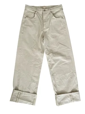 We The Free Off White Baggy High Rise Wide Leg Cuffed Jeans Size 27 thumbnail 1