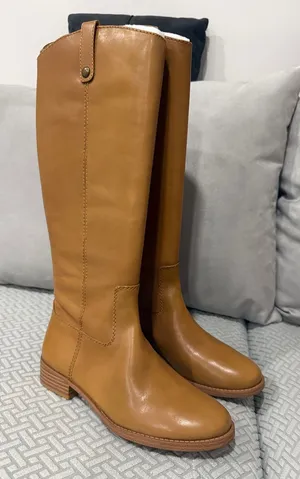 INC International Concepts Amber Really Leather Cognac Tall Boots Size 9.5 thumbnail 1