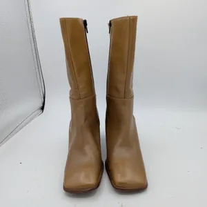 Paul Green Tan Leather Square Toe Block Heel Mid Calf Boots 4.5 UK‎ 7 US 40238 thumbnail 3