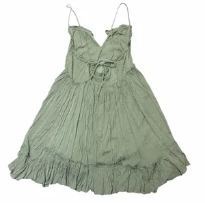 LOVESTITCH Sage Swiss Dot Ruffle Mini Dress Boho Coastal Vibe NWT Size Small thumbnail 1