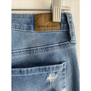 American Eagle Next Level Stretch Skinny Jeans Womens 8 Short Blue Distressed L8 thumbnail 7