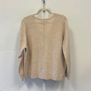 LOFT Womens V-Neck Seamed Drop Shoulder Sweater Beige Marl Size Med Neutral Fall thumbnail 2