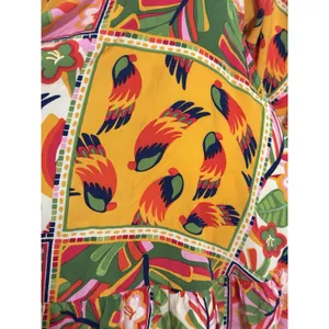 Tropical Patchwork Parrot Mini Dress Boho Resort Farm Rio Style Swim Cover S thumbnail 7